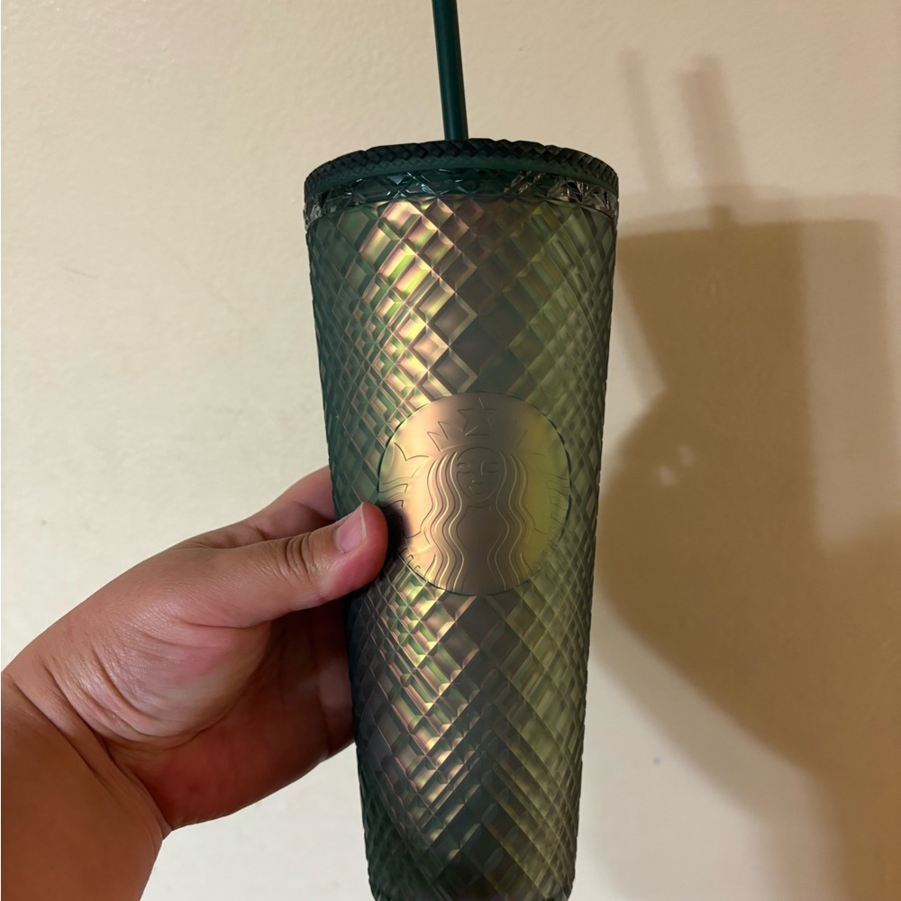 Starbucks Venti green gold jeweled tumbler